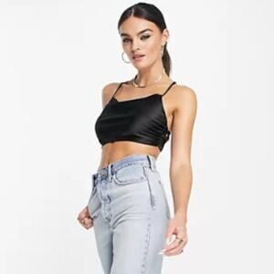 NWT, ASOS • Satin Strappy Tie Crop Top, Size Medium
